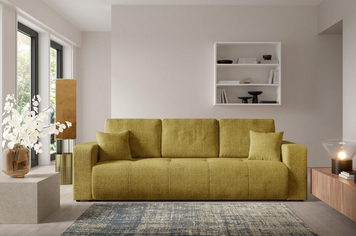 SCHLAFSOFA mit Bettkasten Gelb - Gelb, Textil (244/70/92cm) - Furnisell