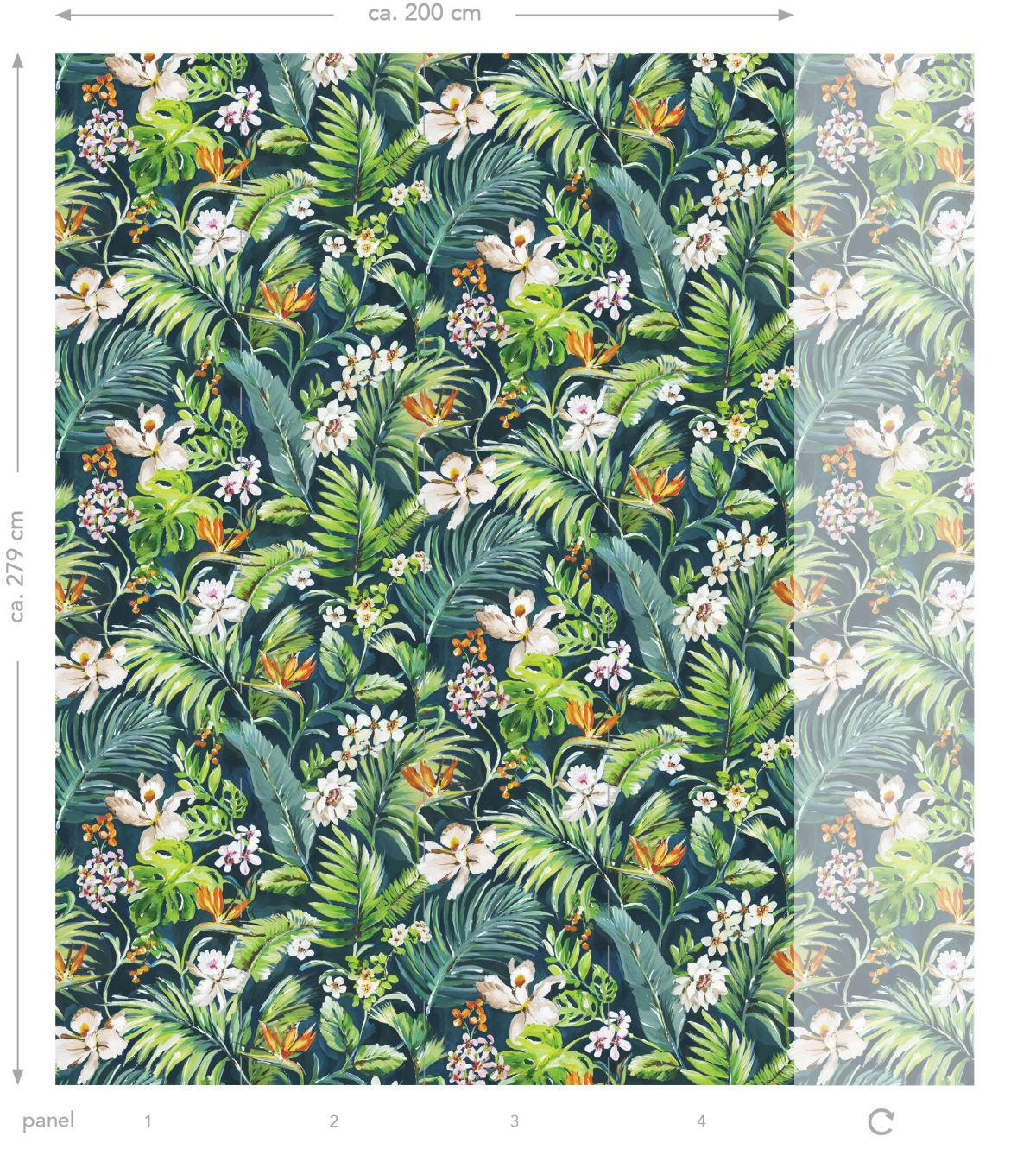FOTOTAPETE tropische Motive 186 x 279 cm - Grün, Papier (186/279cm) - Origin Wallcoverings