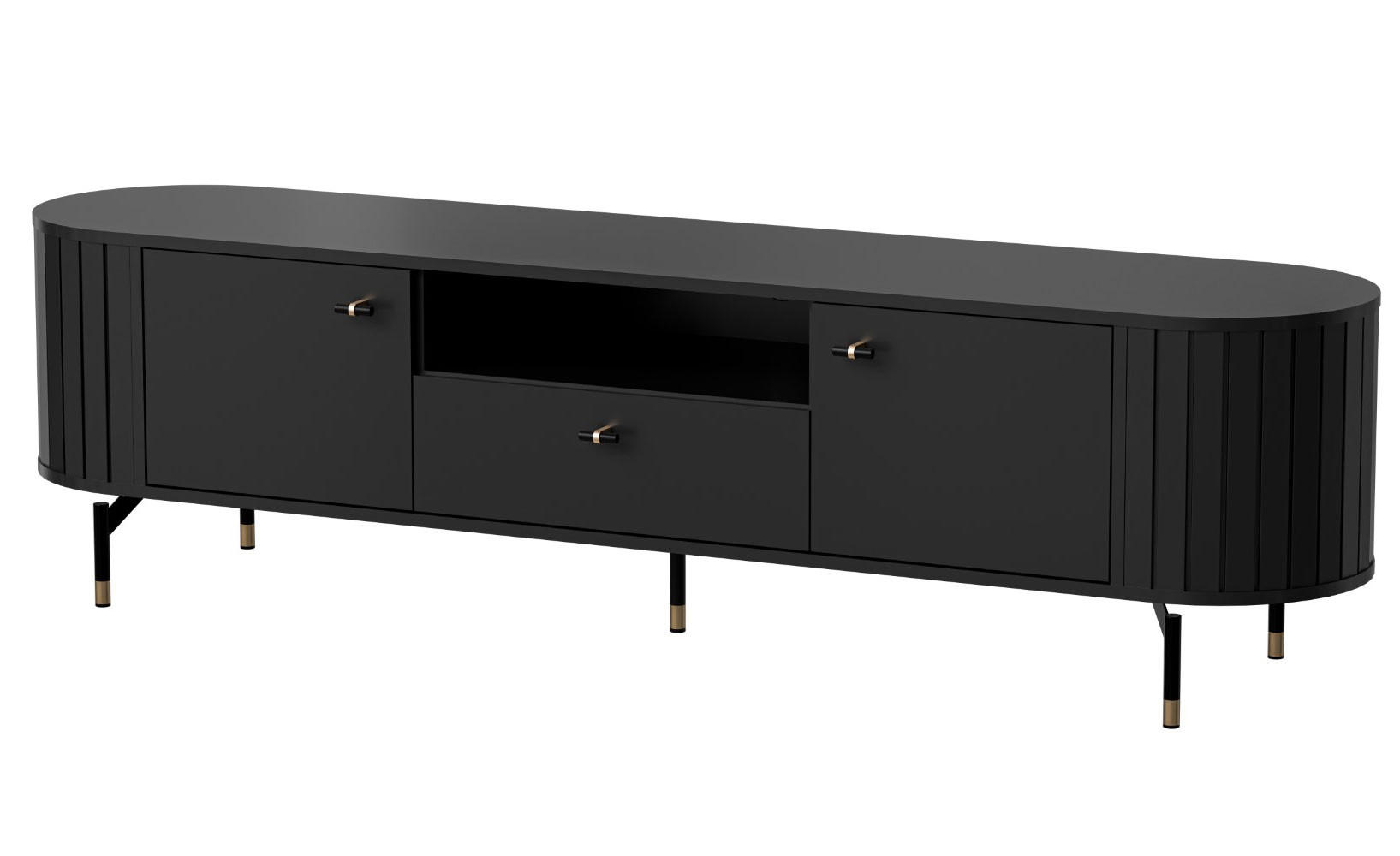 Feldmann-Wohnen Lowboard Schwarz 180x49x40 cm