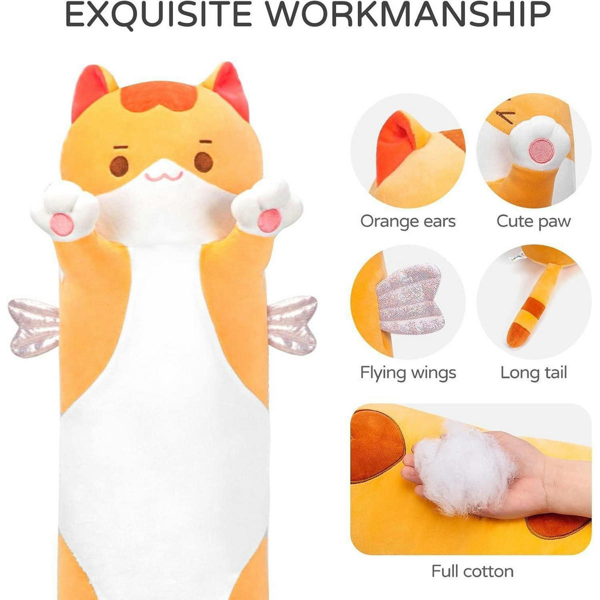 PLÜSCHKISSEN Katze Orange 70 cm - Orange, Textil (20/35cm)