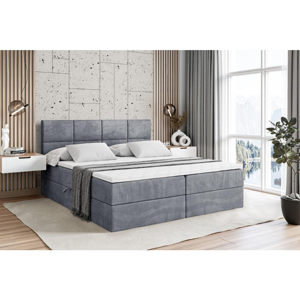 Thumbnail - Altdecor Boxbett, Grau, Holzwerkstoff, Höhe ca. 20 cm, 200x200 cm, Schlafzimmer, Betten, Boxspringbetten