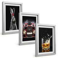 BILDER SET 3er Set - 20x30 cm Silberner Rahmen - Frauenbeine Rosenauto Whisky - Silberfarben, Kunststoff (20/30cm) - TULUP