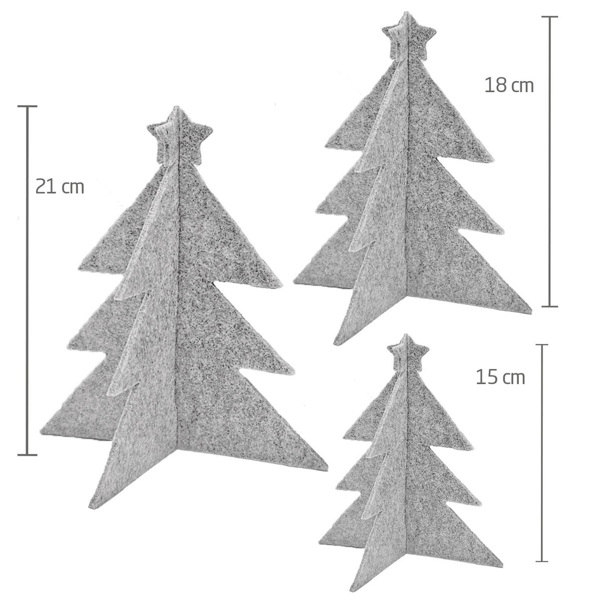 DEKO-TANNENBAUM XMAS 3er-Set - Hellgrau, Textil (21/21cm) - Miqio Design