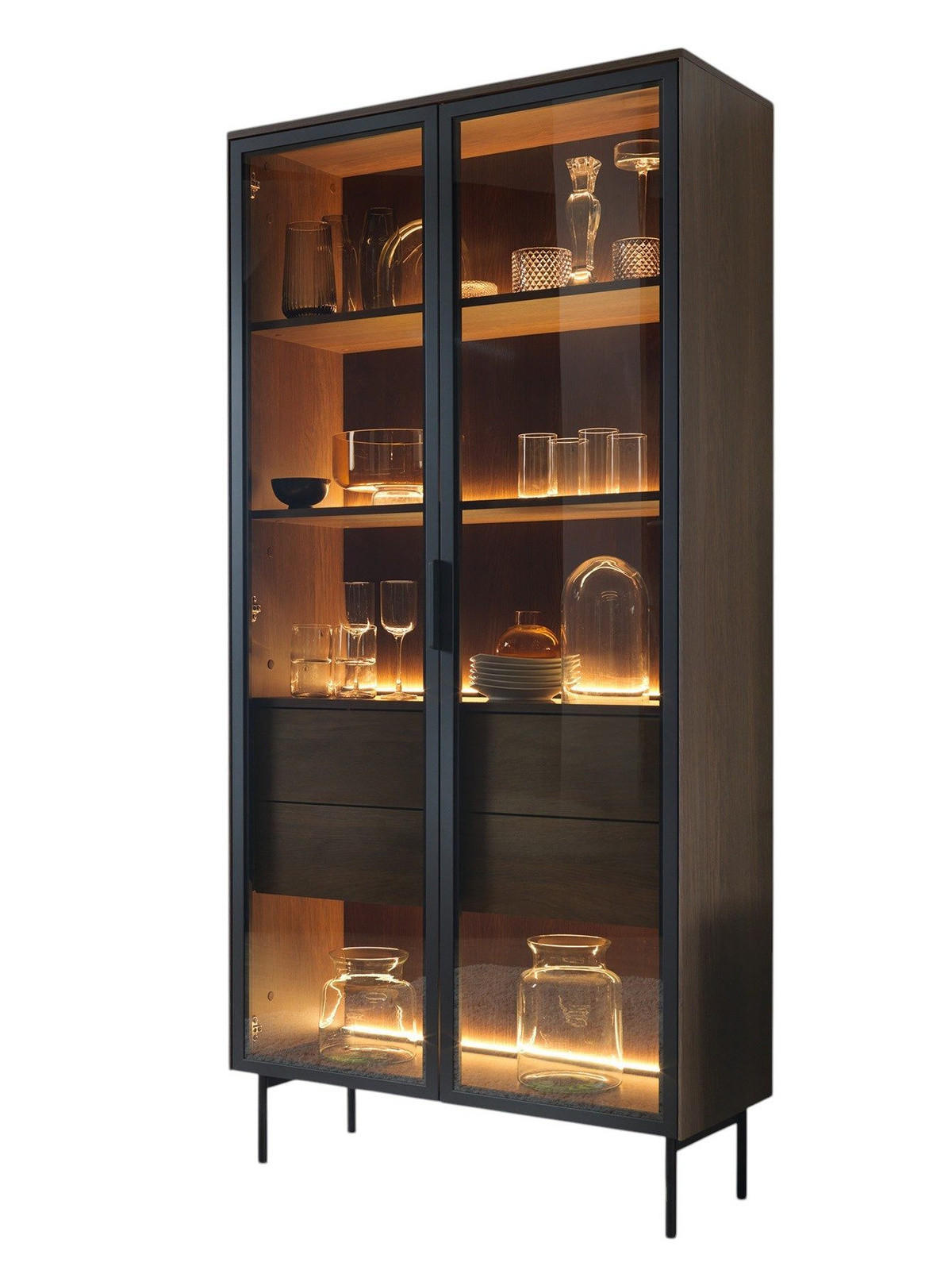 Compleo24 Vitrine Braun 91.5x195x39 cm