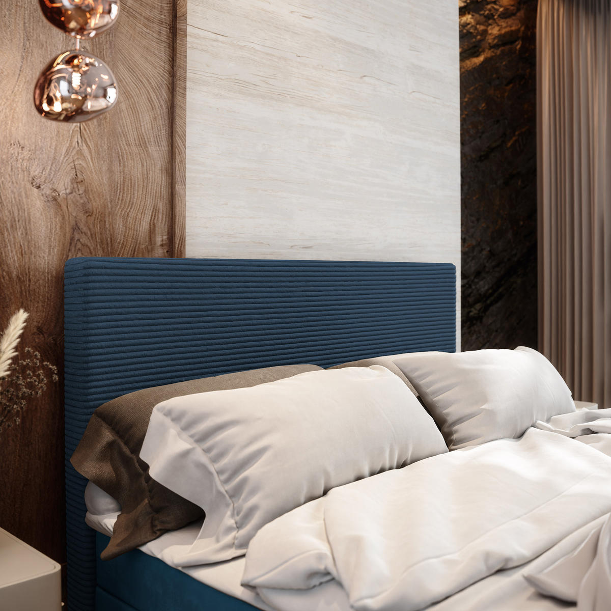 BOXBETT ALORIA 140x200 cm mit Matratze und Topper - Blau - Blau, Holz (140/200cm) - MASSENO