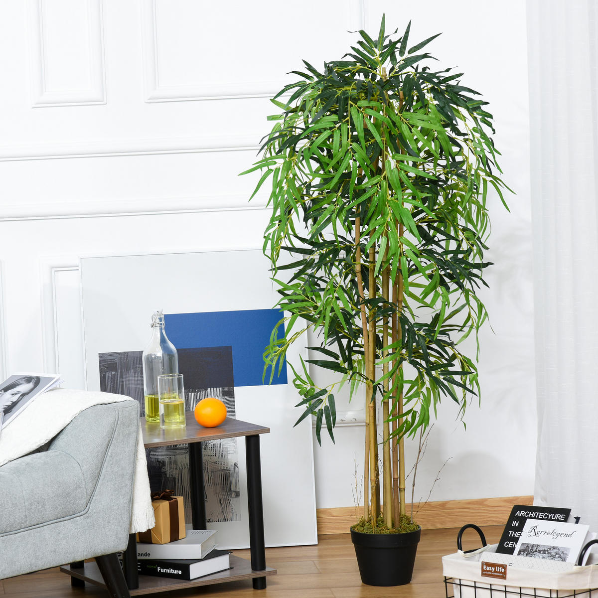 KUNSTPFLANZE, Künstlicher Bambus 150 cm, realistische Pflanze, für Zuhause & Büro, Grün - Multicolor, Kunststoff (150cm) - FORIOUS