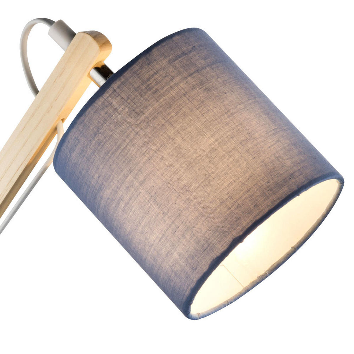 TISCHLAMPE Textil Blau Holzoptik - Blau, Holz (40/13/44cm) - Globo Lighting