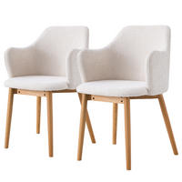 ARMLEHNENSTUHL - Strukturstoff, 2er-Set - Eichefarben/Beige, Textil (55/85/60cm) - home24