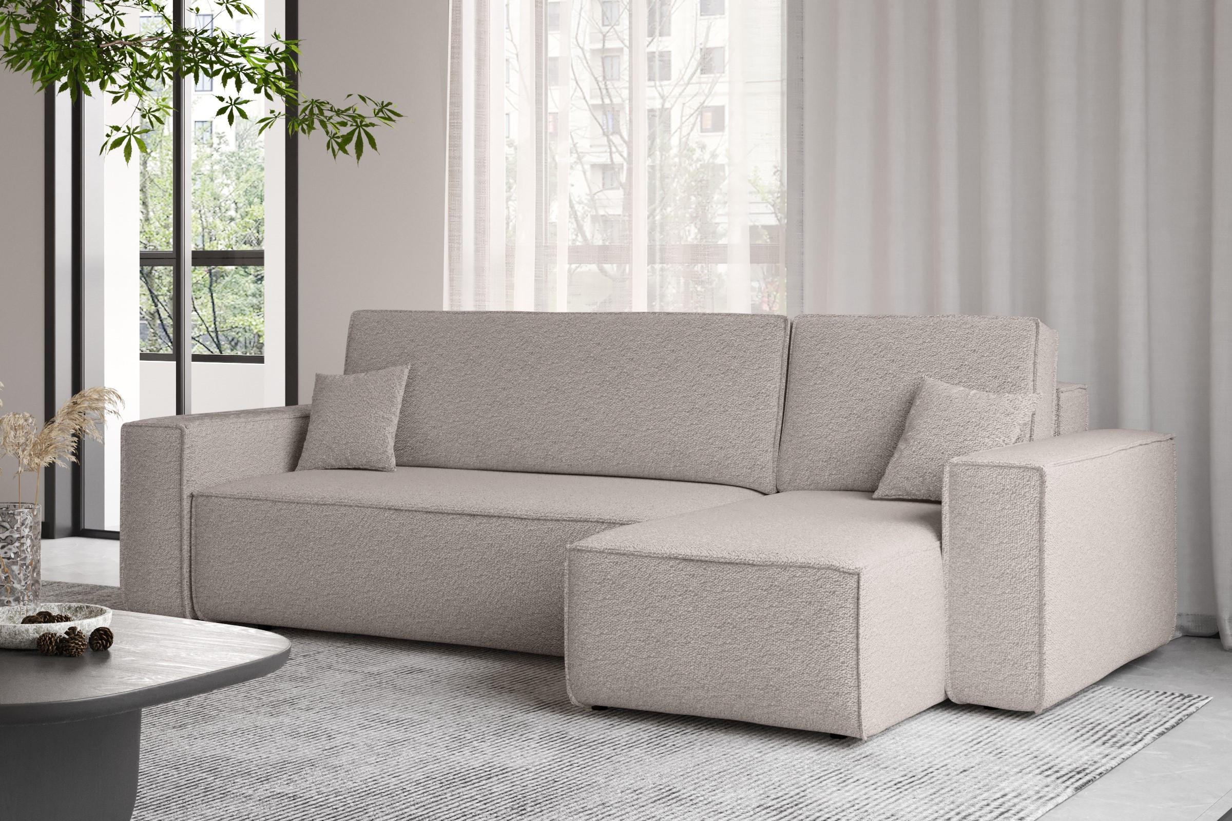 ECKSOFA Mit Schlaffunktion Und Bettkasten L-Form BEST Stoff Abriamo Dunkelbeige Rechts - Cappuccino, Holz/Textil (244/142cm) - Kaiser Möbel