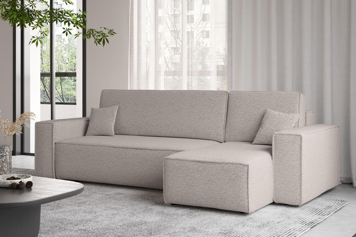 ECKSOFA Mit Schlaffunktion Und Bettkasten L-Form BEST Stoff Abriamo Dunkelbeige Rechts - Cappuccino, Holz/Textil (244/142cm) - Kaiser Möbel