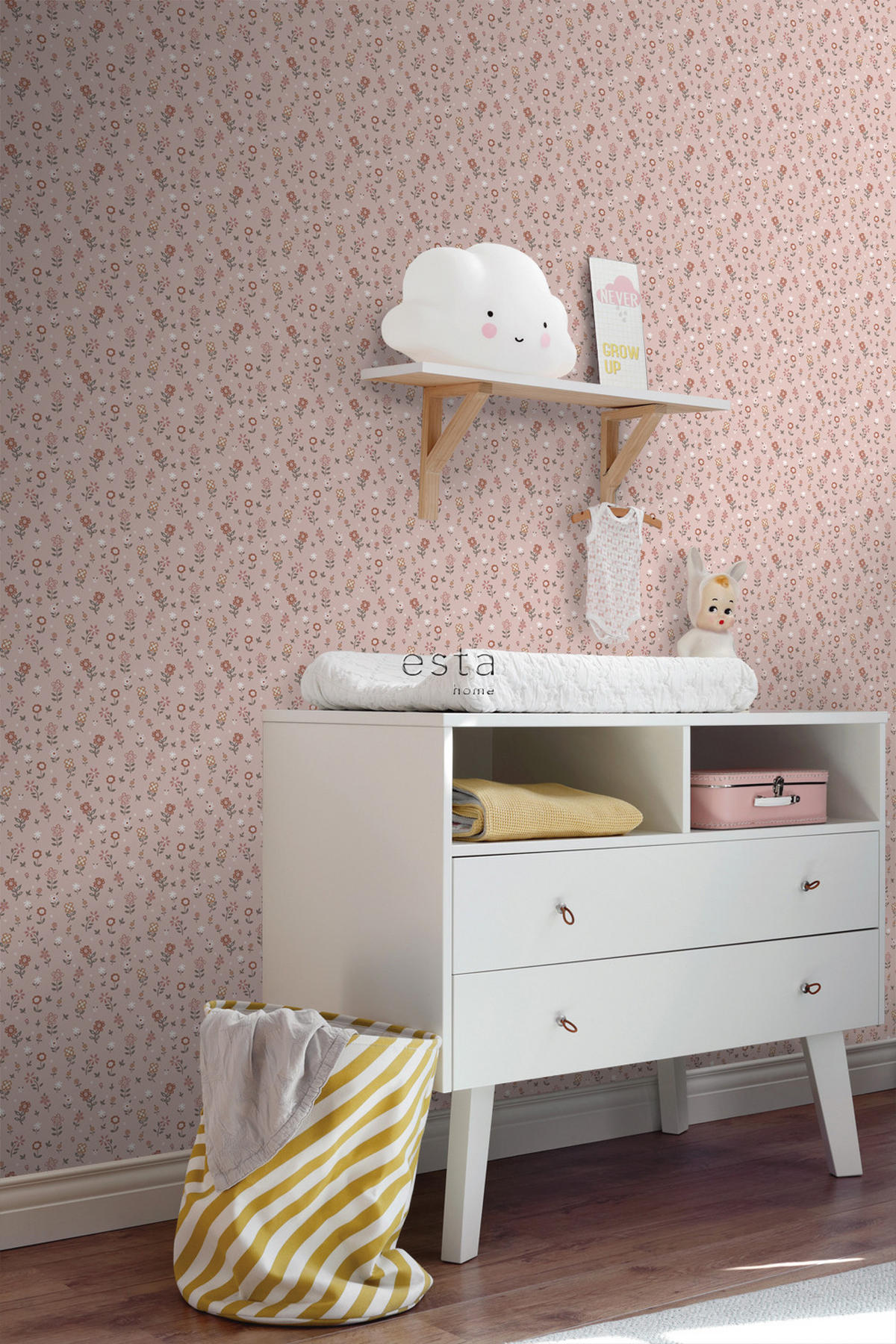 TAPETE Blumen 53 cm x 10.05 m - Pink, Papier (53/0.1cm) - ESTAhome