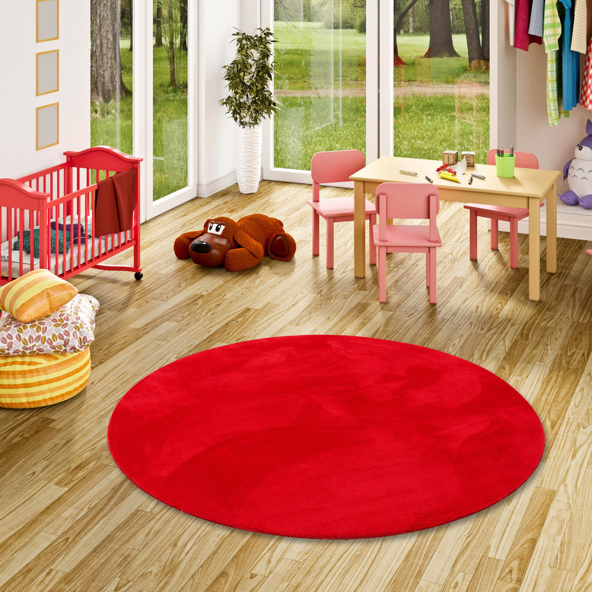 KINDER SUPER SOFT FELLTEPPICH PEARL KIDS RUND - Rot, Textil (160/160cm) - Pergamon