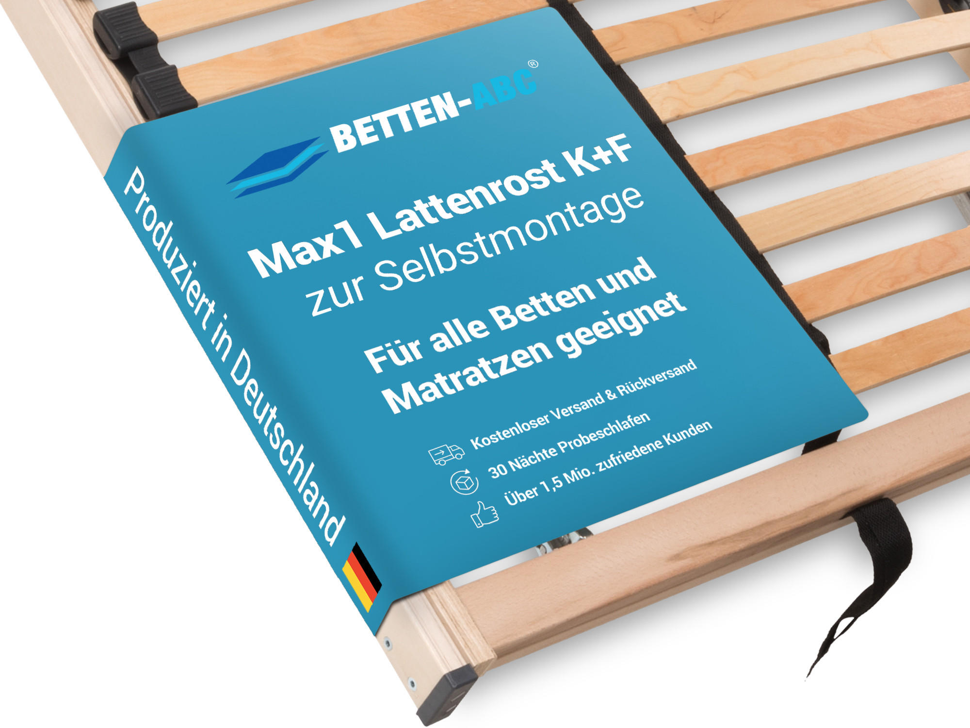 BETTEN-ABC Max1 K+F – Lattenrost zur Selbstmontage mit Kopf- und Fußteilverstellung, Holm durchgehend, Größe: 120 x 200 cm - Braun, Holz (120/200cm) - Betten-ABC