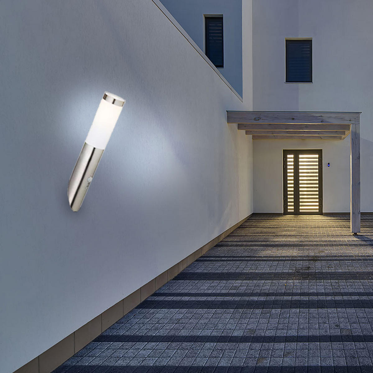 LED AUSSEN-WANDLEUCHTE Edelstahl Silber - Silberfarben, Metall (7.6/40/7.6cm)