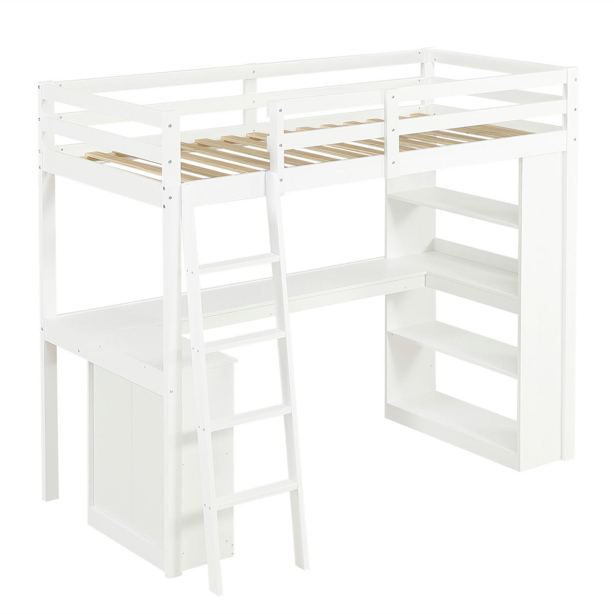 HOCHBETT 90/200 cm weiß aus Kiefer mit Ablageregal und Filztuch - Weiß, Holz (90/200cm) - OKWISH