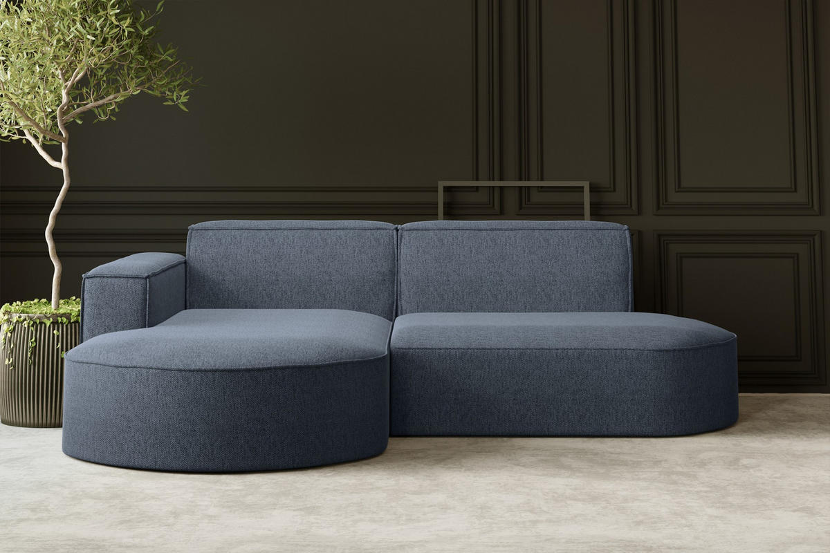 ECKSOFA MODENA L STUDIO Stoff Verita Marineblau Links - Dunkelblau, Holz (165/236cm) - Kaiser Möbel