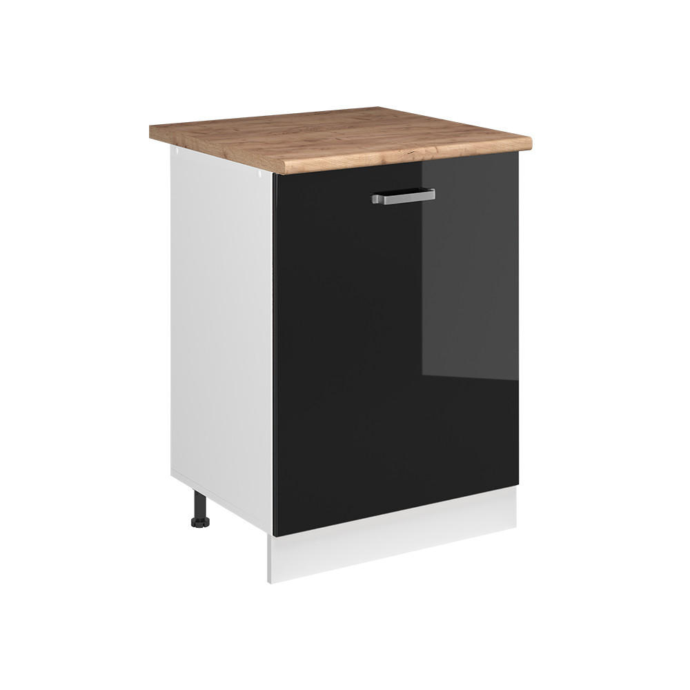 Vicco Küchenunterschrank Schwarz Hochglanz, Weiß 60x81.6x60 cm