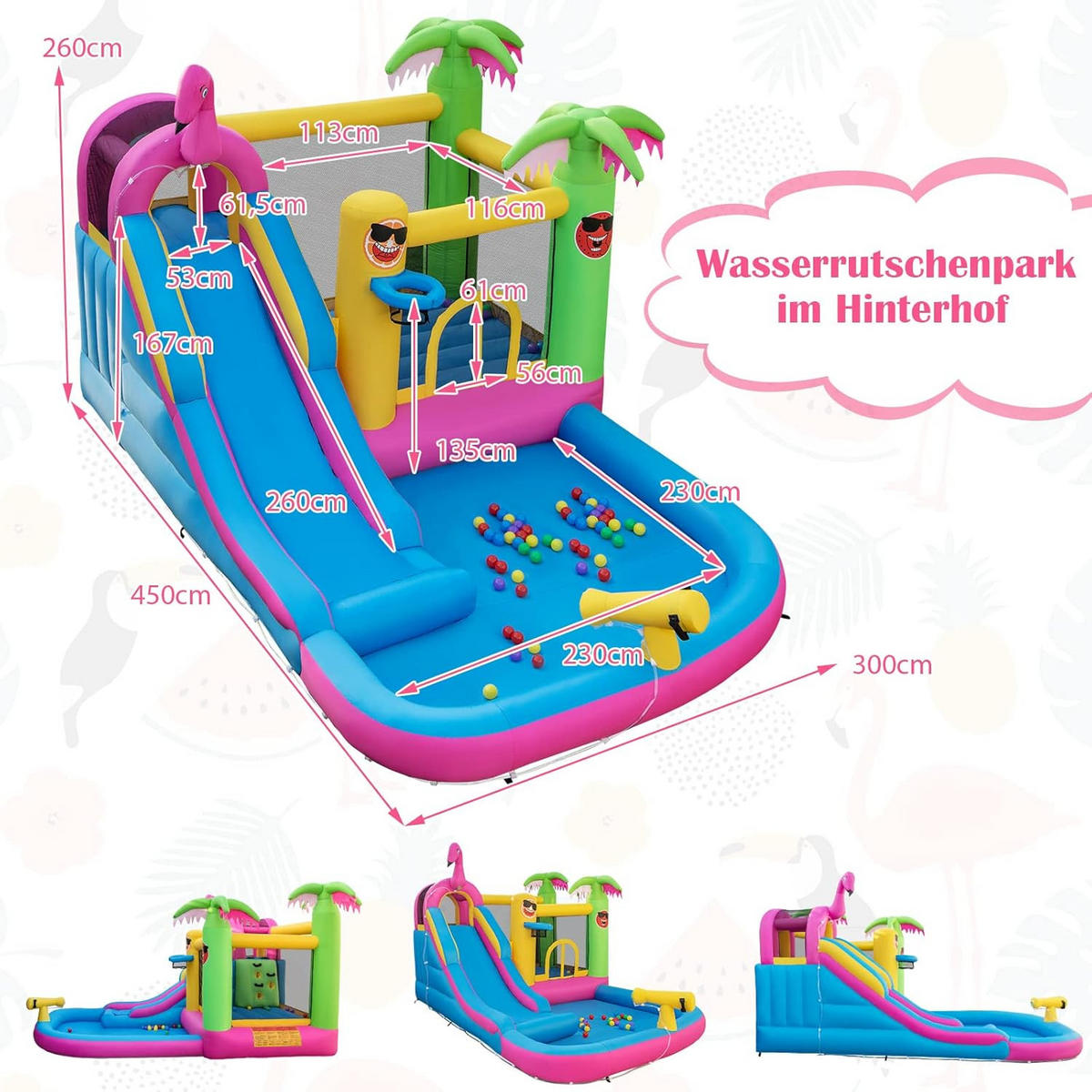 HÜPFBURG 260cm Multicolor - Multicolor, Kunststoff (300/450/260cm) - COSTWAY