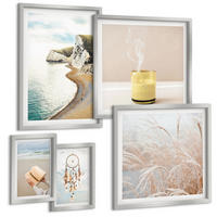 BILDER SET 5er Set - 50x50 cm & 20x30 cm & 40x60 cm Silberner Rahmen - Charmante italienische Straßen und Blumen - Silberfarben, Kunststoff (40/60cm) - TULUP