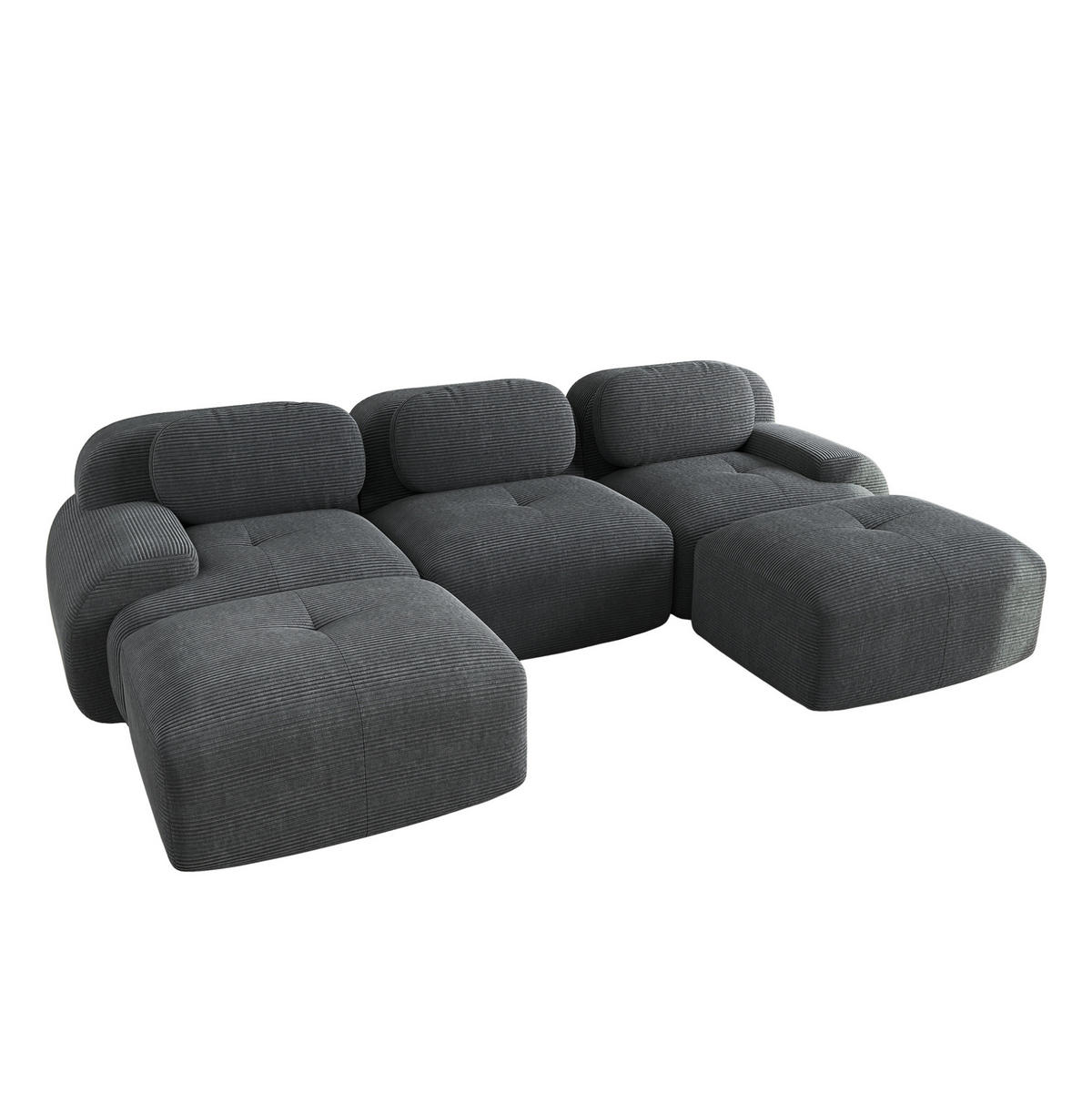 ECKSOFA 298/178/75 cm grau aus Cordstoff modular, rahmenlos und montagefrei - Grau, Textil (178/298cm) - OKWISH