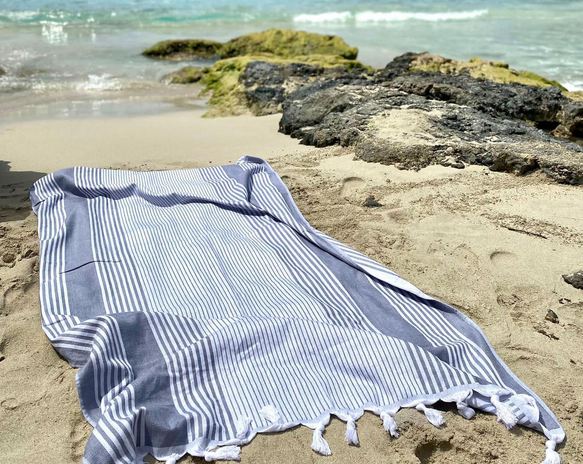 STRANDTUCH, 90x170 cm, 100% Baumwolle, Blau - Blau, Textil (90/170cm) - Zollner