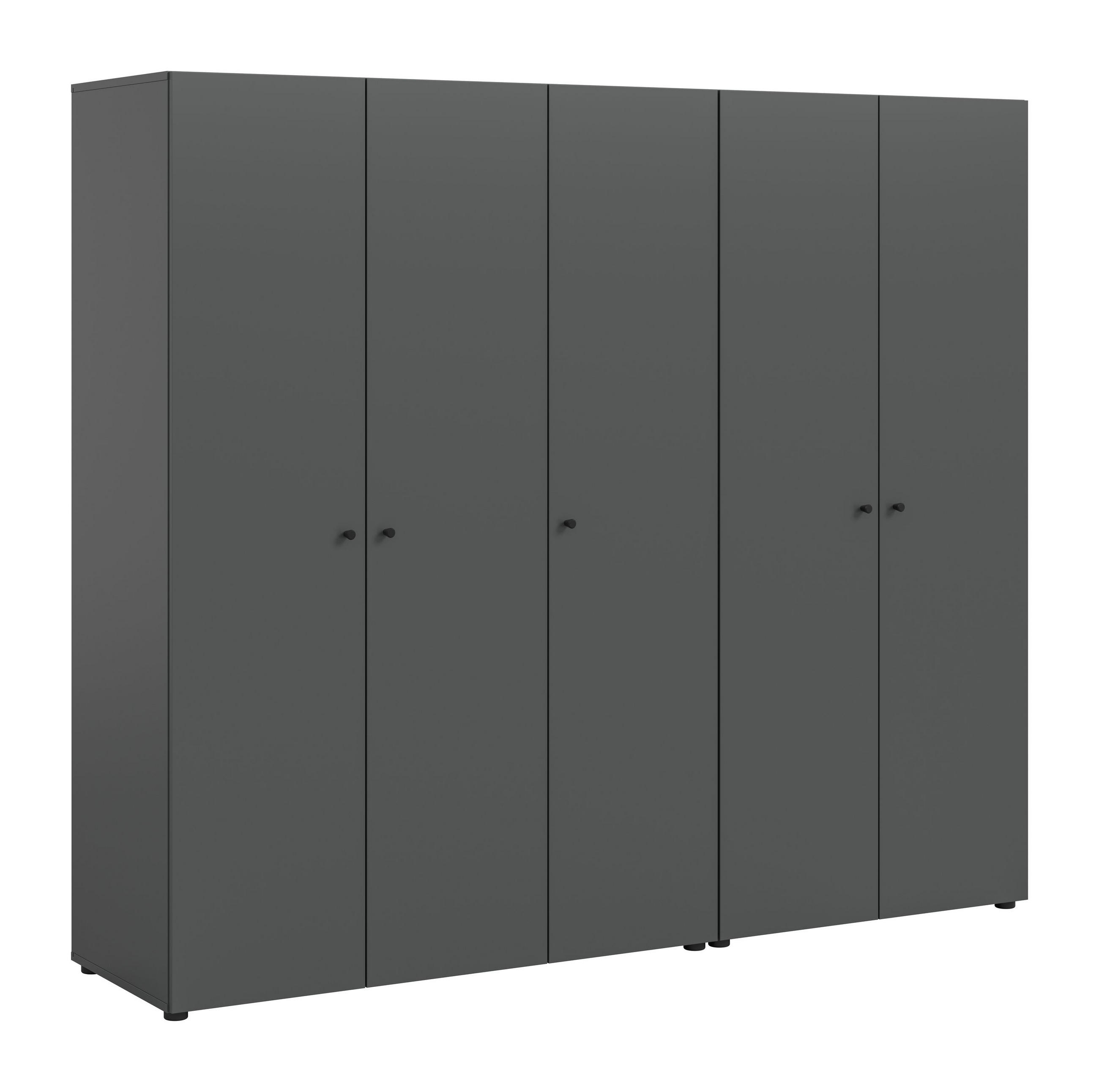 KLEIDERSCHRANKKOMBINATION Arbor (B/H/T: ca. 200/176/51 cm) in anthrazit/anthrazit - Anthrazit, Holzwerkstoff (200/176/51cm)