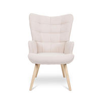 SESSEL Stella Skandinavischer aus beigem Stoff mit Nähten - Beige/Creme, Holz/Holzwerkstoff (67/102/73.5cm) - Sicaan