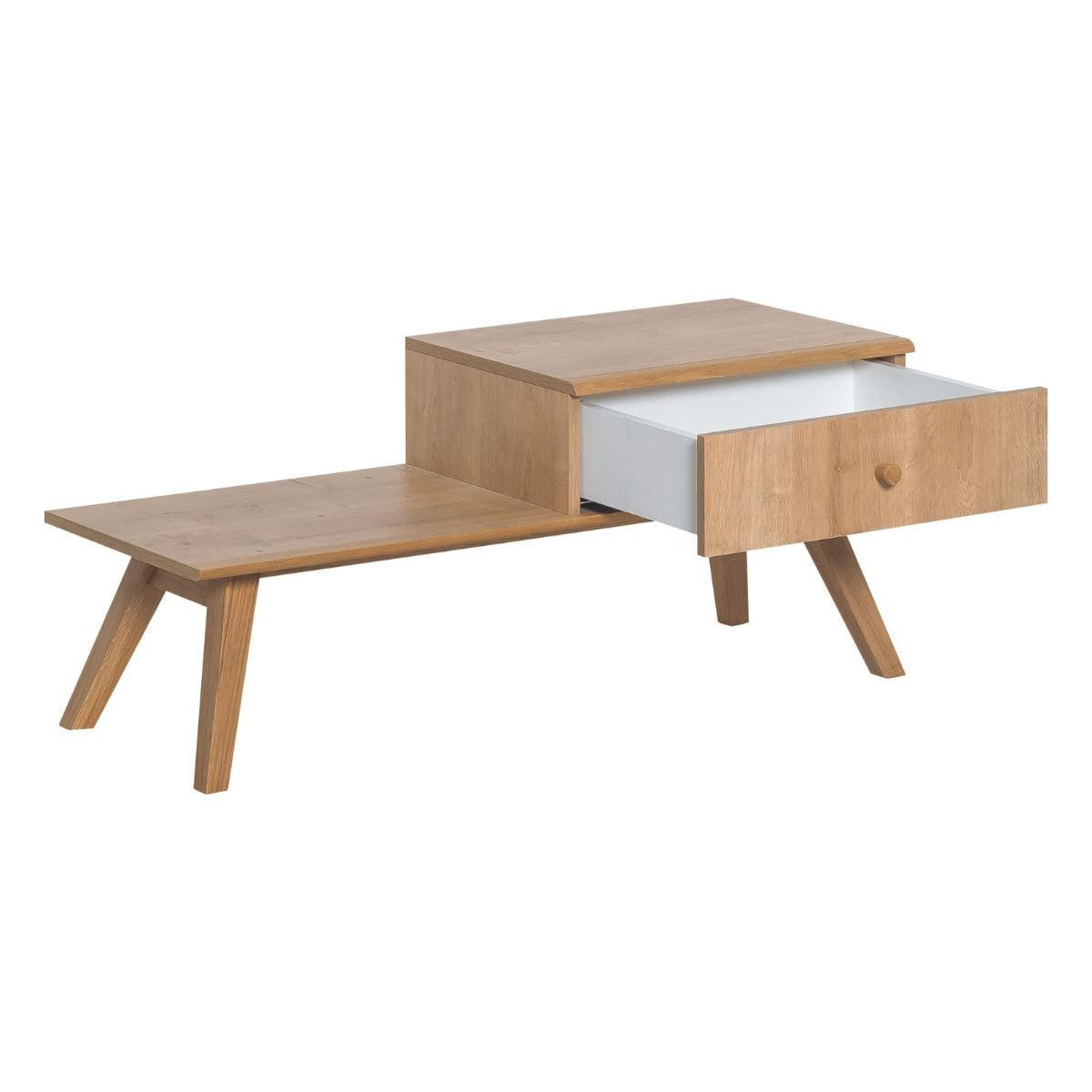 BANK mit Schublade und Kissen - L100 cm - Eichefarben, Holzwerkstoff (40/43/100cm) - Calicosy