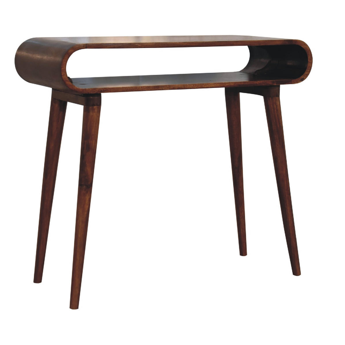 KONSOLENTISCH aus 100% massivem Mangoholz - Kastanienfarben/Messingfarben, Holz/Metall (35/90/80cm) - Artisan Furniture
