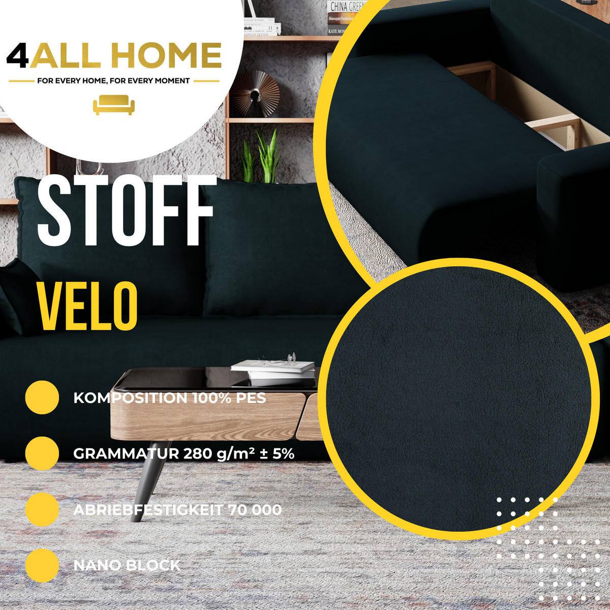 SOFA Bubi mit Bettkasten und Schlaffunktion, Velourstoff - Anthrazit, Holzwerkstoff (242/85/95cm)