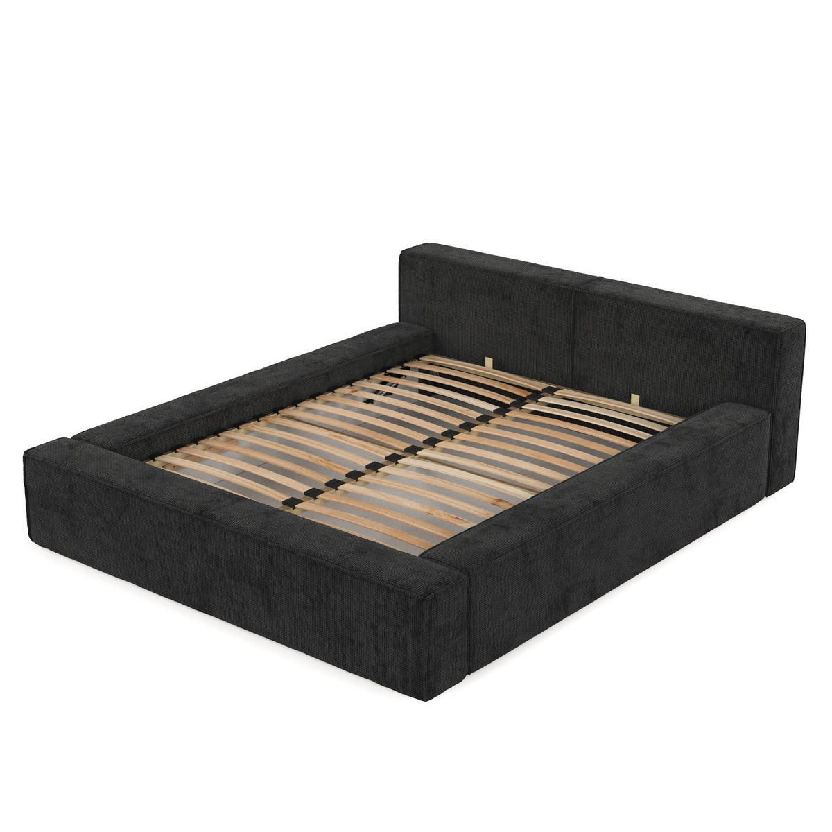 POLSTERBETT Casto mit Stauraum 140/200 cm Schwarz im Bonita Stoff - Schwarz/Naturfarben, Holz/Holzwerkstoff (140/200cm) - AltaBeds
