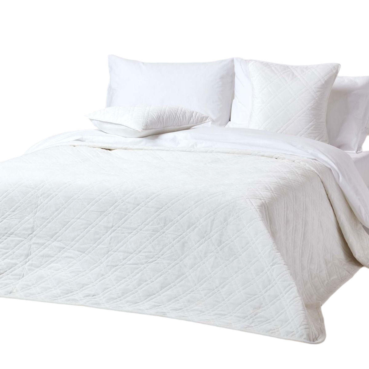 TAGESDECKE Samt 200/200 cm, geometrisch gemustert - Creme, Textil (200/200cm) - Homescapes