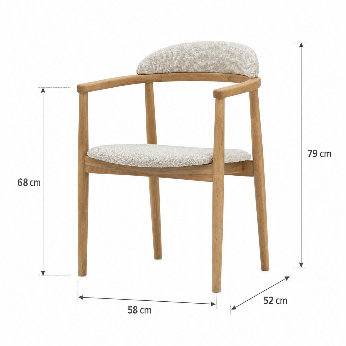 ESSZIMMERSTUHL Elv beiger Sitz - Beige, Holz (58/79/52cm) - WOODEK