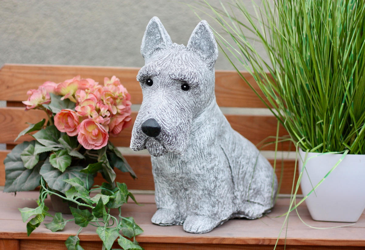 STEINFIGUR Schnauzer, Betonsteinguss - Grau, Stein (36/34/14cm) - stoneandstyle