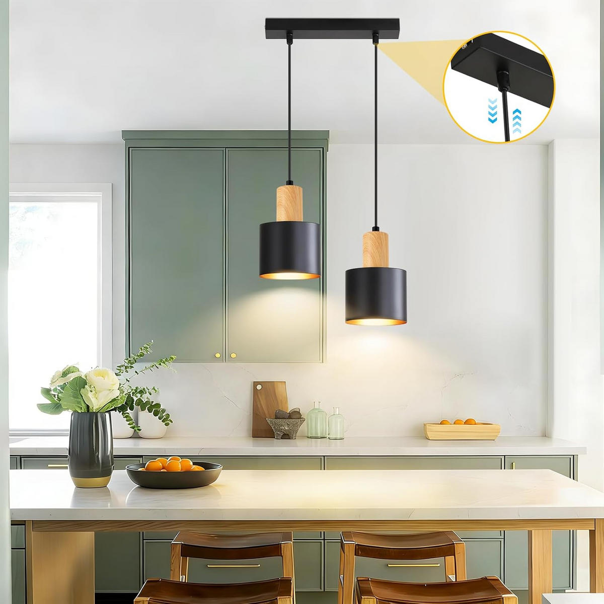 LED PENDELLEUCHTE COLE Ⅲ 30/30/174 cm - Schwarz, Metall (30/30/174cm) - Nettlife