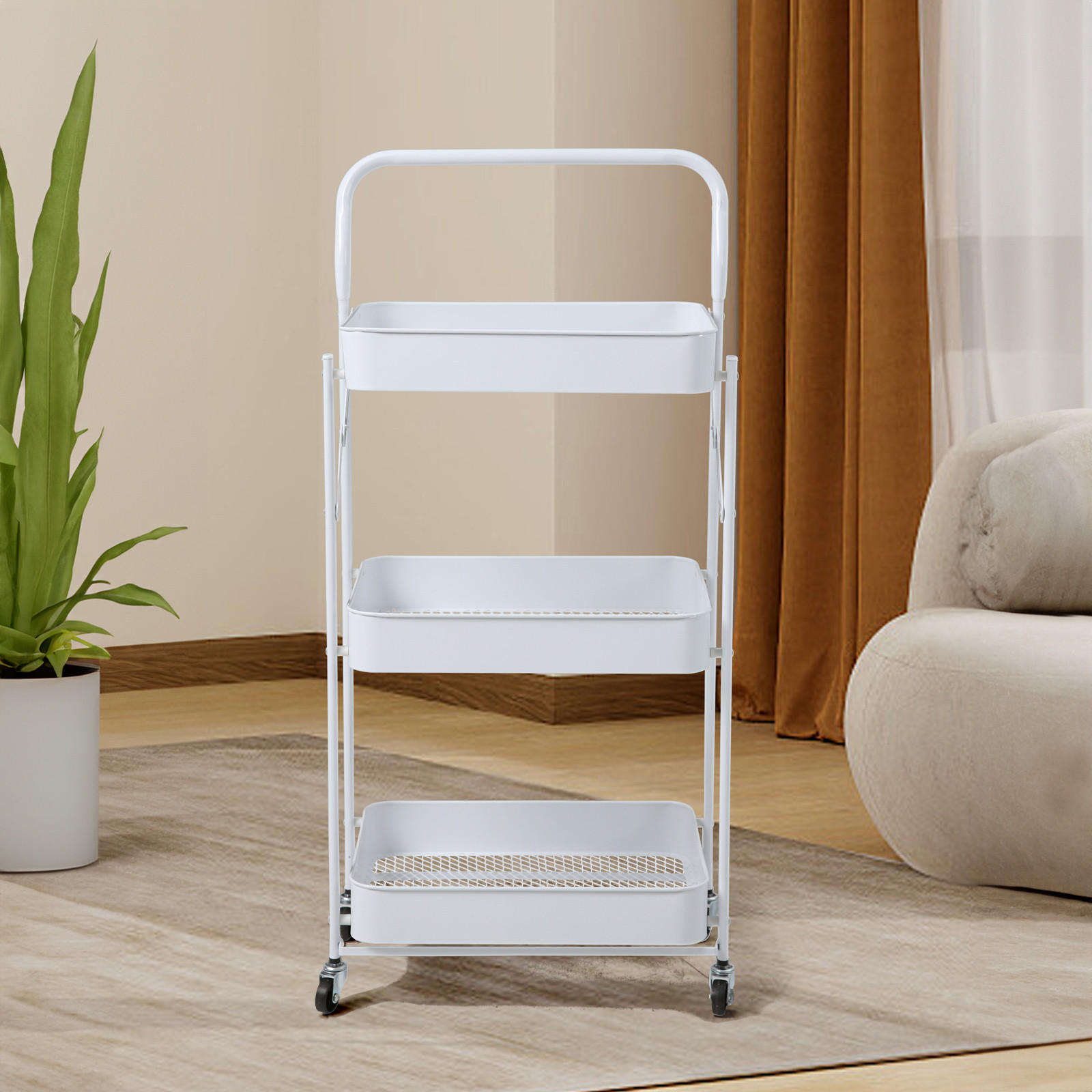 SERVIERWAGEN mit 3 Etagen Weiß - Weiß, Metall (45/95.5/30cm) - SVITA
