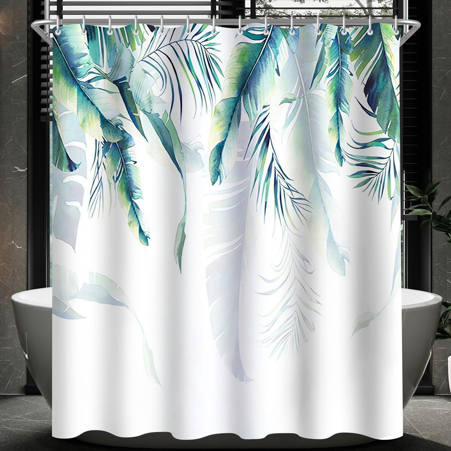 DUSCHVORHANG Grün Blätter 120 x 200 cm - Grün, Textil (120/200cm)