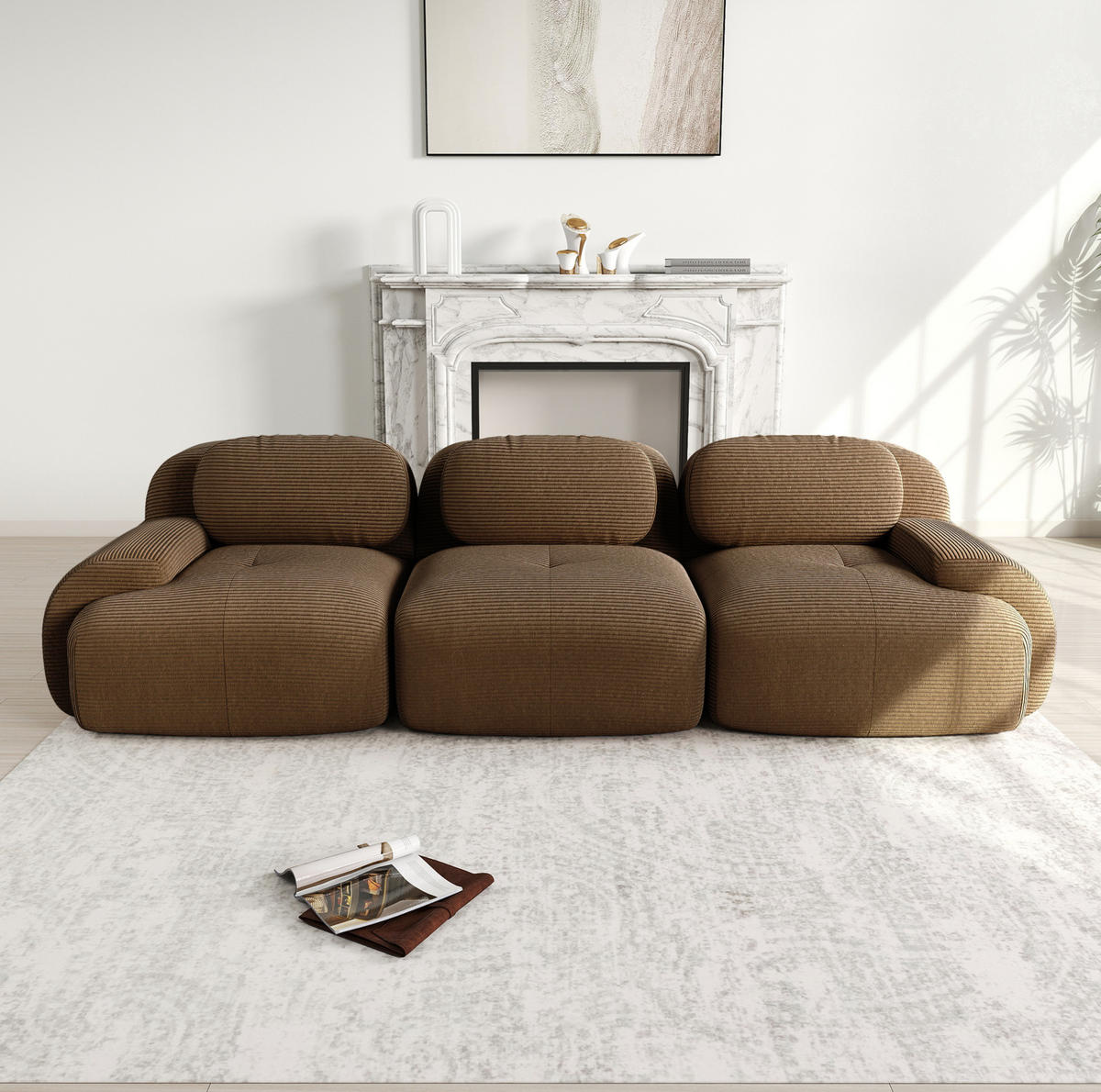 SOFA modular rahmenlos Cord Brown - Braun, Textil (298/75/103cm) - IVMEU