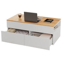 COUCHTISCH DE-074 Lift Weiß/Holz - Weiß, Holzwerkstoff (50/100/40cm) - ComfortXL