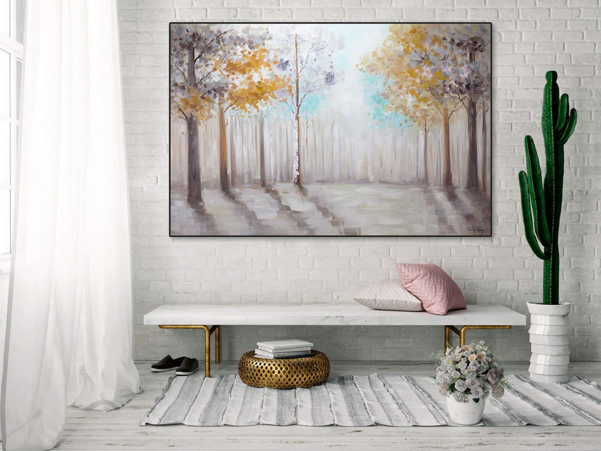 ACRYLBILD HANDGEMALT 120/80 cm - Braun/Grau, Holz/Textil (120/80cm) - KUNSTLOFT