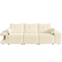 3-SITZER-SOFA 229,5/78/84 cm beige aus Samt mit Stauraum - Beige, Textil (78/84/229.5cm) - OKWISH