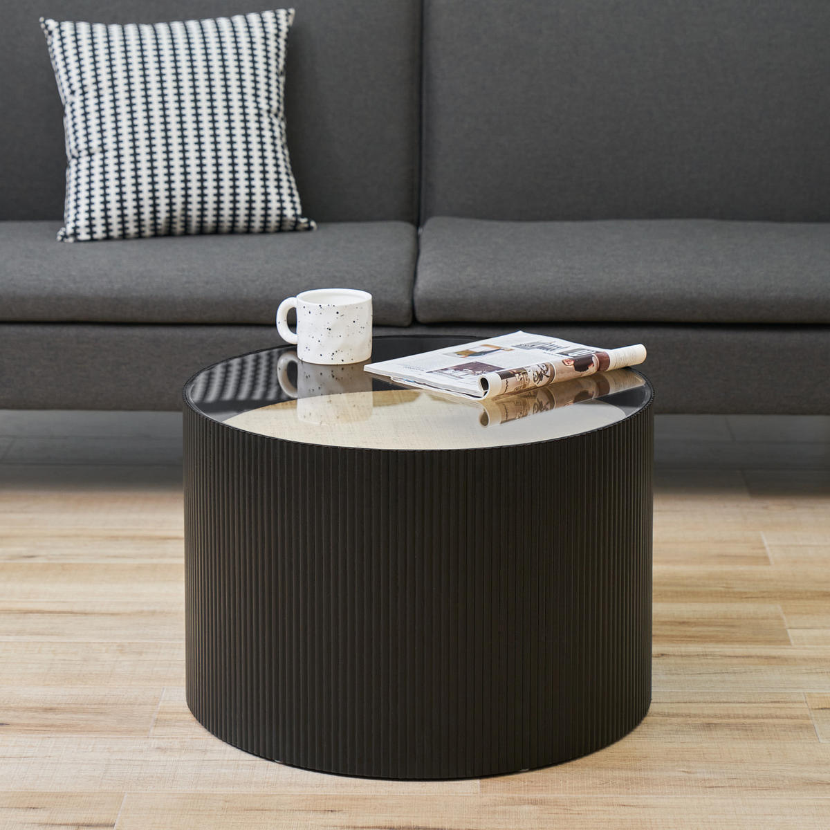 BEISTELLTISCH CARLA Schwarz/Natur - Schwarz/Naturfarben, Holzwerkstoff (59/59/39cm) - SVITA