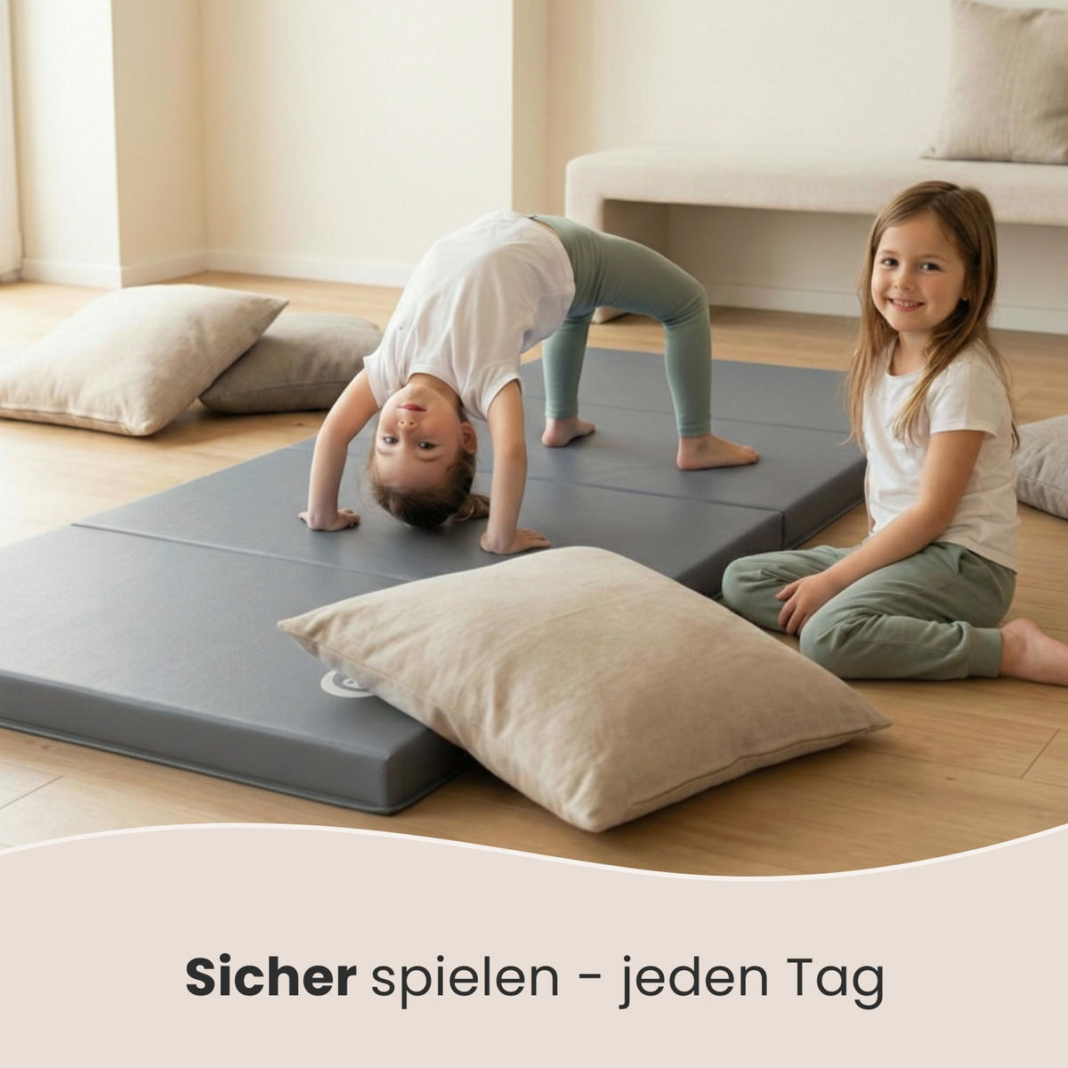 GYMNASTIKMATTE zum Wenden - 180/60/5 cm Faltbare Turnmatte - Grau, Kunststoff (60/180cm) - eyepower