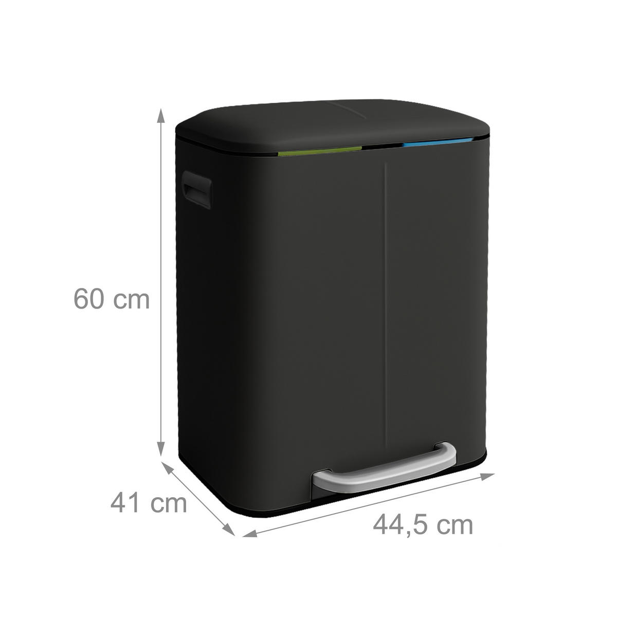 MÜLLEIMER - Schwarz, Kunststoff/Metall (44.5/60/41cm) - Relaxdays