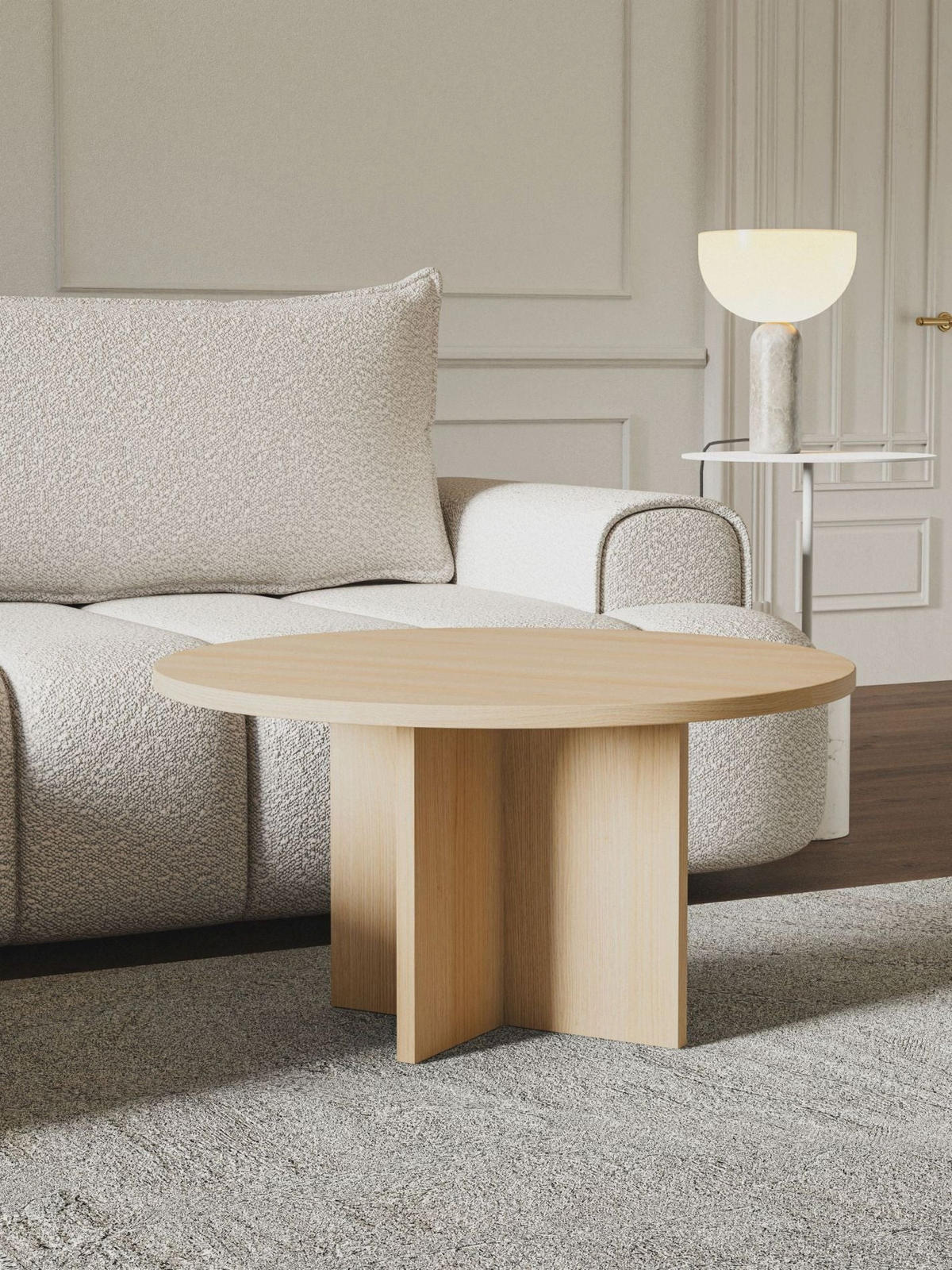 KONFERENČNÝ stolík Ovo, dekor dub Lindberg, 76x76 cm - farba duba, kompozitné drevo (76/76/40cm) - Selsey