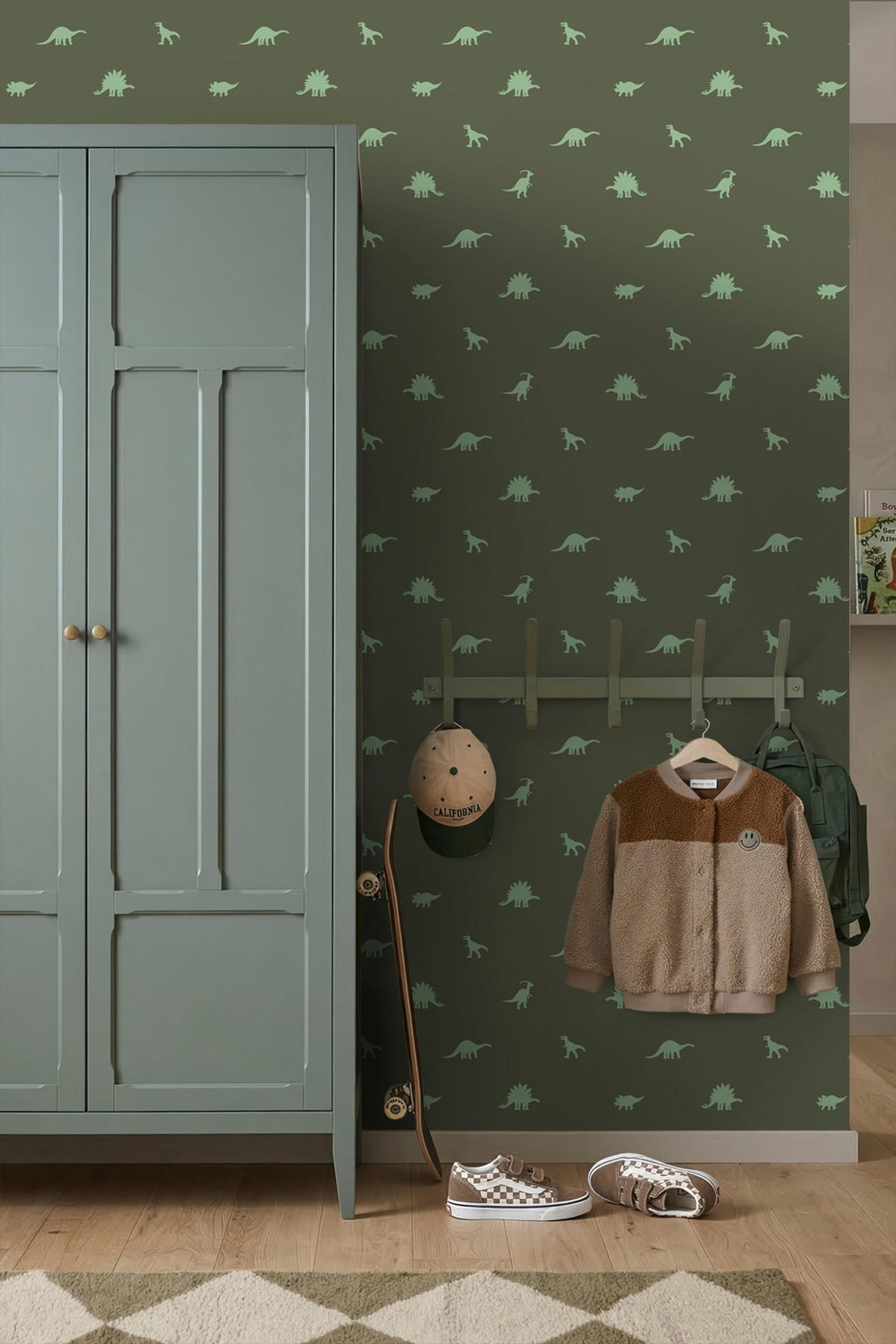 TAPETE Dinosaurier 50 x 900 cm - Grün, Papier (50/0.1cm) - ESTAhome