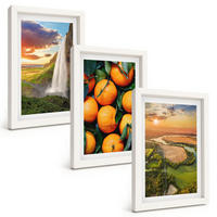 BILDER SET 3er Set - 20x30 cm Weißer Rahmen - Orange Mountain Wasserfall - Weiß, Kunststoff (20/30cm) - TULUP