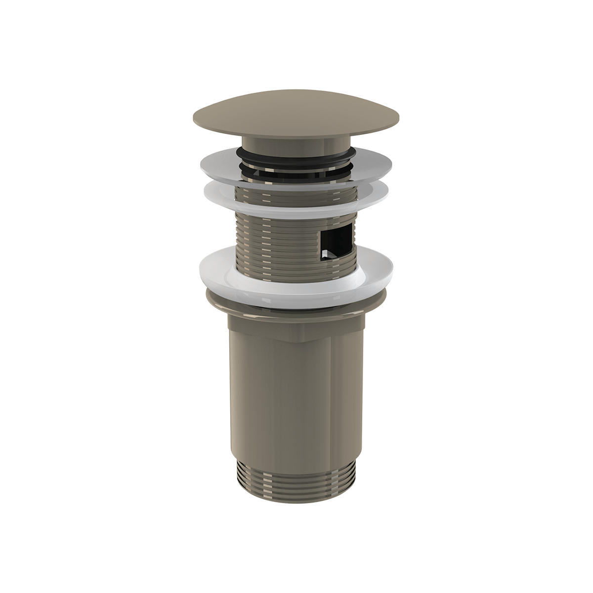 ABLAUFVENTIL Click/Clack 5/4" Ganzmetall mit Überlauf, Nickel gebürstet matt - Nickelfarben, Kunststoff (7.5/7.5/15cm) - Alcadrain