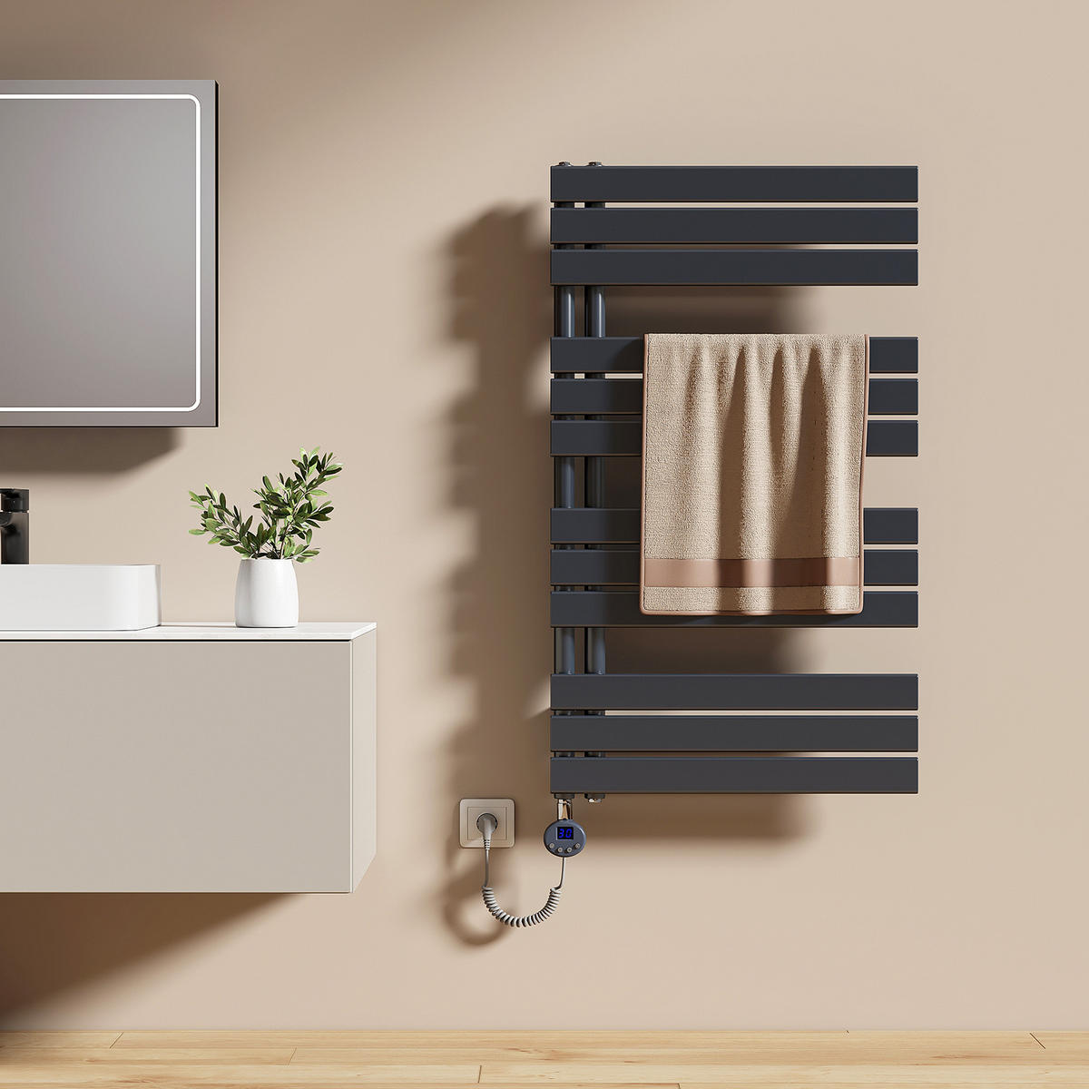 HEIZKÖRPER Elektrisch WLAN Thermostat Anthrazit 100/60 cm - Anthrazit, Metall (60/104.1/5.9cm) - EMKE