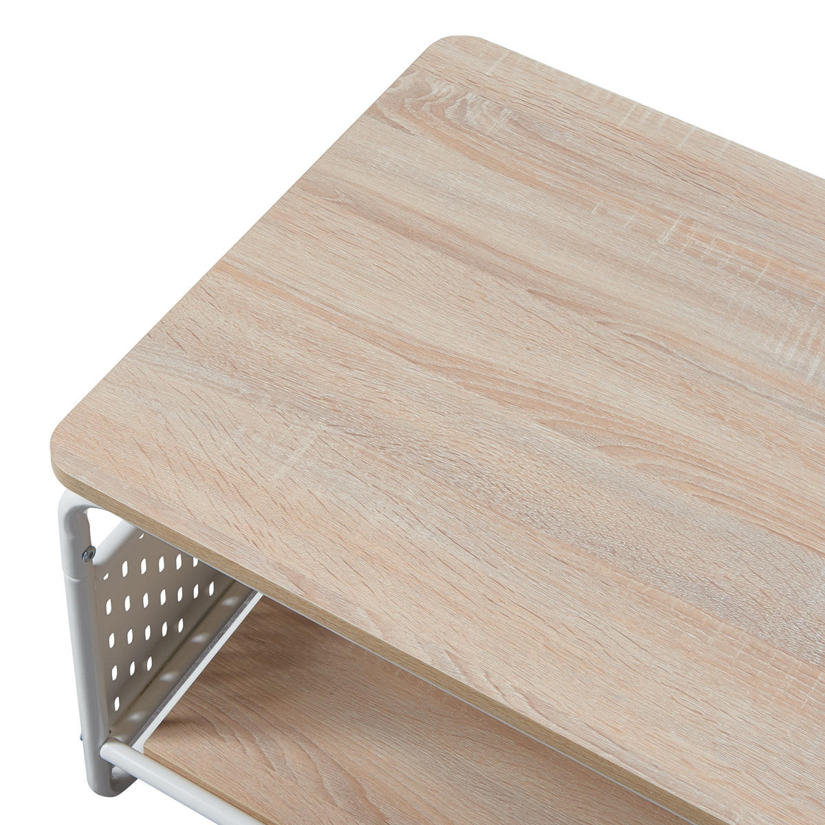 COUCHTISCH Dyrøy 100/50/43 cm - Eichefarben/Weiß, Metall (50/100/43cm) - [en.casa]